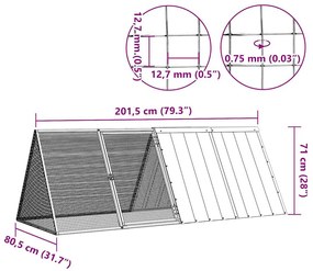 vidaXL Κλουβί Κουνελιών Ανθρακί 201,5x80,5x71 εκ Γαλβανισμένος Χάλυβας