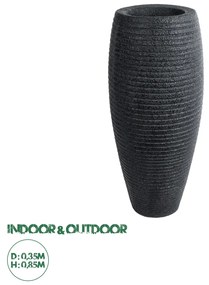 20715 GloboStar® Artificial Garden NASHVILLE 20715 Επιδαπέδιο Πολυεστερικό Τσιμεντένιο Κασπώ Γλάστρα - Flower Pot Μαύρο Φ35 x Υ85cm