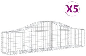 vidaXL Συρματοκιβώτια Τοξωτά 5 τεμ. 200x30x40/60 εκ. Γαλβαν. Ατσάλι