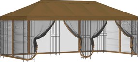 vidaXL Κιόσκι με Πλαϊνές Τοίχους 6 x 3 m Taupe Πολυεστέρας και Χάλυβας