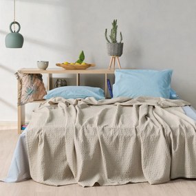 Κουβέρτα Illusion 12 Waffle Beige Kentia Μονό 170x250cm 100% Βαμβάκι