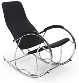 Κουνιστή καρέκλα Houston 155, Μαύρο, Ασημί, 99x55x97cm, 10 kg, Ταπισερί, Μεταλλικά, Μέταλλο | Epipla1.gr