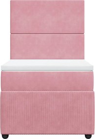 vidaXL Κρεβάτι Boxspring με Στρώμα Ροζ 90x190 εκ. Βελούδινο