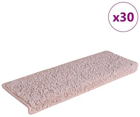 vidaXL Πατάκια Σκαλιών 30 τεμ. Λευκά και Ροζ Ορθογώνια Άκρα 65x21x4 εκ.