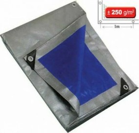 KRAUSMANN 250BS Μουσαμάς με Κρίκους 4 × 5m 250gr/τμ Μπλε-Ασημί