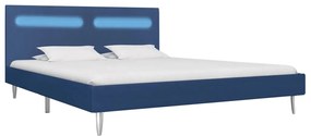 vidaXL Πλαίσιο Κρεβατιού με LED Μπλε 160 x 200 εκ. Υφασμάτινο