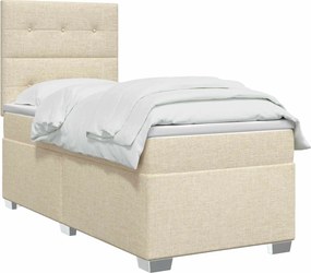 vidaXL Κρεβάτι box spring με στρώμα Κρεμ 100 x 200 cm Ύφασμα