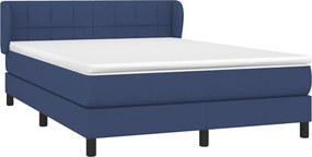 vidaXL Κρεβάτι Boxspring με Στρώμα Μπλε 140x200 εκ. Υφασμάτινο