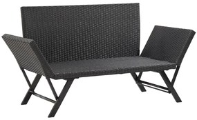 vidaXL Παγκάκι Κήπου Μαύρο 176 εκ. από Συνθετικό Ρατάν με Μαξιλάρια
