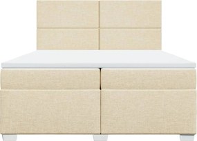 vidaXL Κρεβάτι Boxspring με Στρώμα Κρεμ 200x200 εκ. Υφασμάτινο