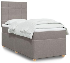 vidaXL Κρεβάτι Boxspring με Στρώμα Taupe 90x200 εκ. Υφασμάτινο