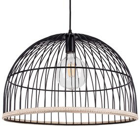00681 GloboStar® NEVIS 00681 Μοντέρνο Κρεμαστό Φωτιστικό Πλέγμα Μονόφωτο 1 x E27 IP20 Μαύρο Μέταλλο - Μ49 x Π49 x Υ34.5cm