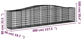 vidaXL Συρματοκιβώτια Τοξωτά 8 τεμ. 400x50x80/100 εκ. Γαλβαν. Ατσάλι