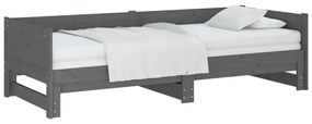 vidaXL Καναπές Κρεβάτι Συρόμενος Γκρι 2x(90x200) εκ. από Μασίφ Πεύκο