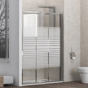 Karag Penta 300 Διαχωριστικό Ντουζιέρας με σεριγραφάτο κρύσταλλο &amp; Συρόμενη Πόρτα 140x180cm Χρωμέ