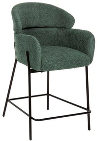 Σκαμπό Μπαρ Wolf HM8584.03 Μεσαίου Ύψους 56x56x96cm Με Μπουκλέ Ύφασμα Petrol Metal, Fabric