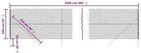 vidaXL Συρματόπλεγμα Περίφραξης Ασημί 1,6 x 25 μ. με Στύλους