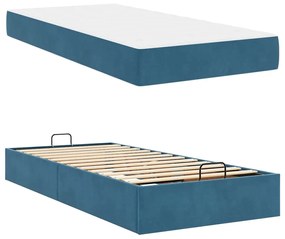 vidaXL Σκελετός Κρεβατιού με στρώμα Μπλε 100 x 200 cm Βελούδο