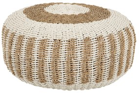 Πουφ Σκαμπό Saroni Seagrass σε Φυσικό-Λευκό Χρώμα Φ60x35 Υ Εκ.