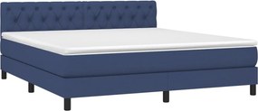 vidaXL Κρεβάτι Boxspring με Στρώμα Μπλε 160x200 εκ. Υφασμάτινο