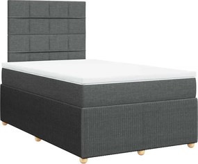 vidaXL Κρεβάτι Boxspring με Στρώμα Σκούρο Γκρι 120x200 εκ. Υφασμάτινο