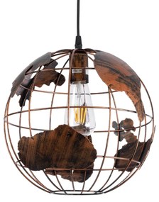 GloboStar EARTH 01662 Vintage Industrial Κρεμαστό Φωτιστικό Οροφής Μονόφωτο 1 x E27 AC220-240V IP20 - Φ30 x Υ30cm - Καφέ Σκουριά Μεταλλικό Πλέγμα - 5 Χρόνια Εγγύηση