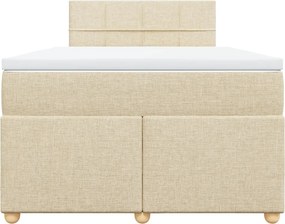 vidaXL Κρεβάτι Boxspring με Στρώμα Κρεμ 120x200 εκ. Υφασμάτινο