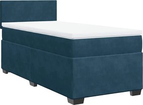 vidaXL Κρεβάτι Boxspring με Στρώμα Μπλε 90x190 εκ. Βελούδινο