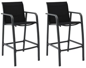 Καρέκλες Μπαρ Κήπου 2 τεμ. Μαύρες από Textilene - Μαύρο