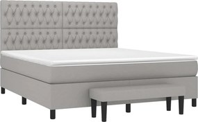 vidaXL Κρεβάτι Boxspring με Στρώμα Ανοιχτό Γκρι 180x200 εκ. Υφασμάτινο