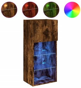 vidaXL Έπιπλο Τηλεόρασης με LED Καπνιστή Δρυς 40,5x30x90 εκ.