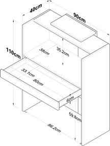 Τραπέζι Υποδοχής Τραβερτίνη / Καρυδί FRABEFA 90x40x110