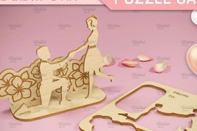 Σετ των 2 Intra απο ξύλο plywood 3mm-4mm πάχος 3D κάρτα παζλ του Αγίου Βαλεντίνου. Δίασταση 15x15 cm INTRAFABR-82902182