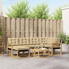 vidaXL Σειρά Καναπέ Εξωτερικού με μαξιλάρι 7 pcs Λευκό και Μπεζ