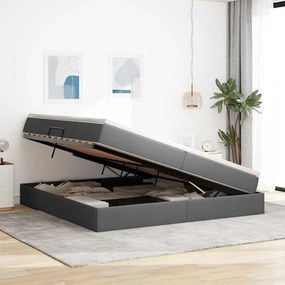vidaXL Κρεβάτι με αποθηκευτικό χώρο και στρώμα με στρώμα Σκούρο Γκρι