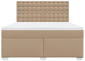 Κρεβάτι Boxspring με Στρώμα Καπουτσίνο 180x200 εκ. Συνθ. Δέρμα - Καφέ