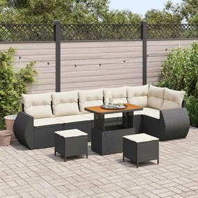 vidaXL Σετ Καναπέ Κήπου 9 pcs Μαύρο συνθετικό ρατάν