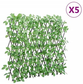 Καφασωτό Επεκτεινόμενο 5 Τεμ. Πράσινο 180x65εκ. Τεχνητός Κισσός