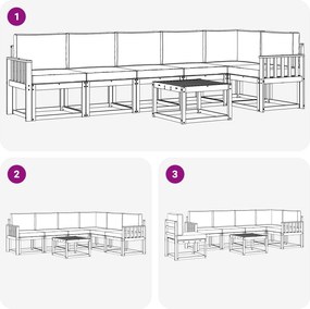 vidaXL Σειρά Καναπέ Εξωτερικού 7 pcs Λευκό και Κρεμ Πολυεστέρας