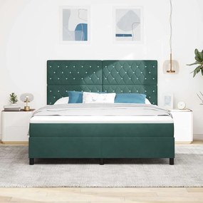 vidaXL Κρεβάτι με ελατήρια Σκούρο πράσινο 180 x 200 cm Βελούδο
