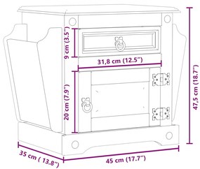 ΚΟΜΟΔΙΝΟ CORONA 45X35X47,5 ΕΚ. ΑΠΟ ΜΑΣΙΦ ΞΥΛΟ ΠΕΥΚΟΥ 4005657