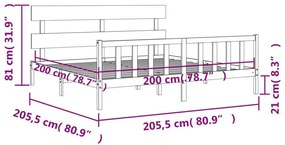 Σκελετός Κρεβ. Χωρίς Στρώμα Λευκό 200x200 εκ Μασίφ Πεύκο - Λευκό