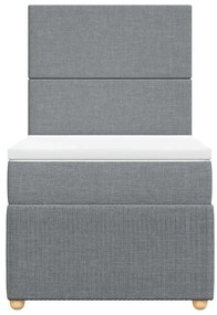vidaXL Κρεβάτι Boxspring με Στρώμα Ανοιχτό Γκρι 90x190 εκ. Υφασμάτινο