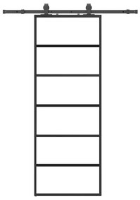 vidaXL Συρόμενη Πόρτα με Μηχανισμό Μαύρο 76x205 εκ. Γυαλί ESG