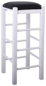 WOODWELL ΤΑΒΕΡΝΑΣ Σκαμπό BAR, Οξιά Βαφή Εμποτισμός Λάκα Άσπρο, Κάθισμα Pu Μαύρο 35x35x81cm Ρ977,Ε8Τ