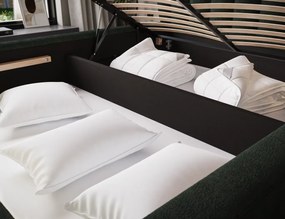 Επενδυμένο κρεβάτι Circle-140 x 200-Πράσινο Σκούρο