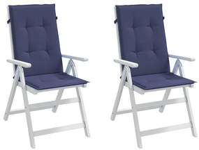 Μαξιλάρια Καρέκλας με Πλάτη 2 τεμ. Ναυτικό Μπλε Υφασμάτινα - Μπλε