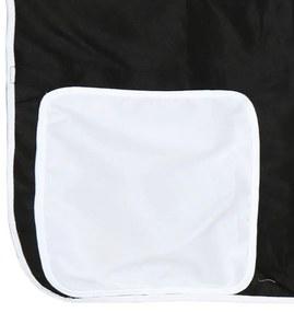 Υπερυψ. Κρεβάτι με Κουρτίνες Λευκό/Μαύρο 90x190 εκ. Μασίφ Πεύκο - Λευκό