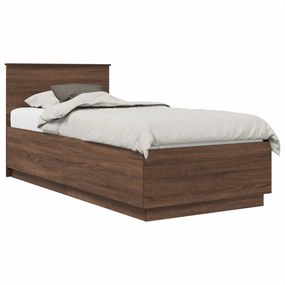 VidaXL Σκελετός Κρεβατιού Καφέ δρυς 70 x 190 cm Επεξεργασμένο Ξύλο