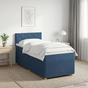 vidaXL Κρεβάτι box spring με στρώμα Μπλε 80 x 200 cm Ύφασμα